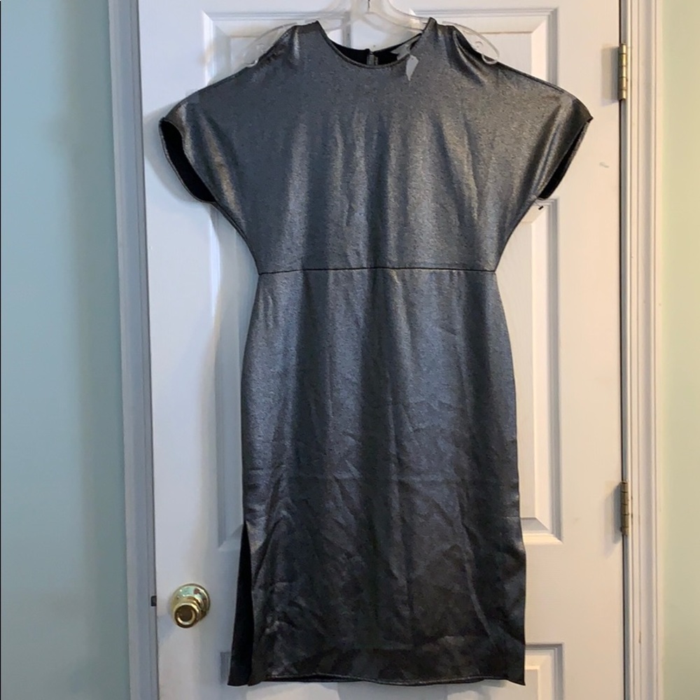H&M metallic silver dress